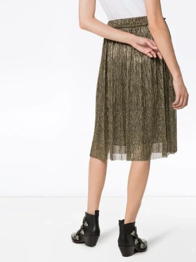 Shop Isabel Marant Étoile Beatrice Lamé Plissé Skirt In Gold
