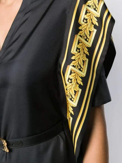 Shop Versace Greek Key Trimmed Dress In Black