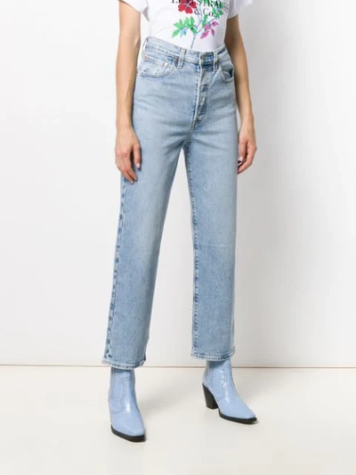 Levi's Cropped Straight Leg Jeans In Blue