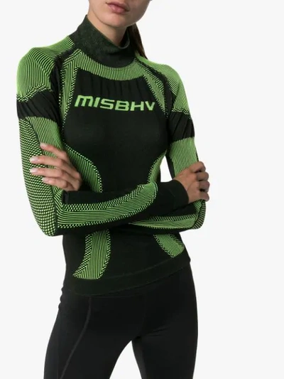 Shop Misbhv High-neck Sport Knit Top In Black / Neon Green