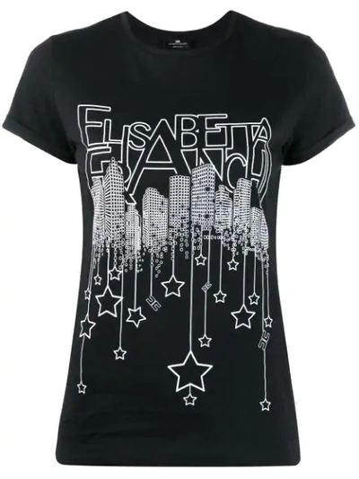 Shop Elisabetta Franchi Printed Logo T-shirt In Black
