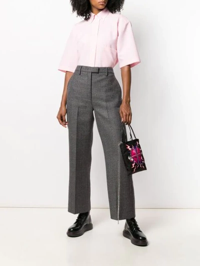 Shop Prada Check Wide-leg Trousers In Grey