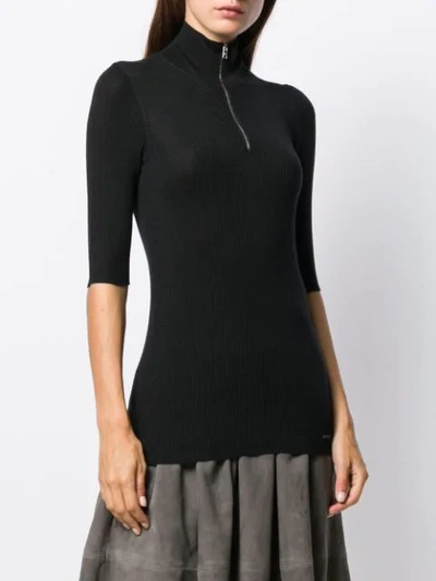 Shop Prada Half-zip Knitted Top In Black