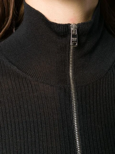 Shop Prada Half-zip Knitted Top In Black