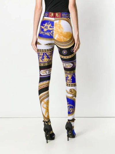 Shop Versace The Lovers Print Tights - Blue