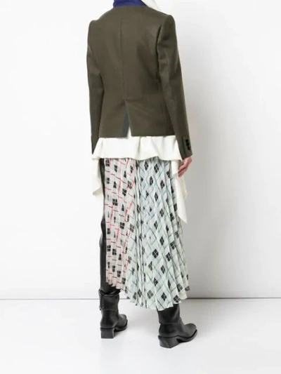 Shop Sacai Knit Underlay Coat In Green