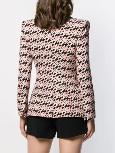 Shop Elisabetta Franchi Monogram Print Blazer In Pink