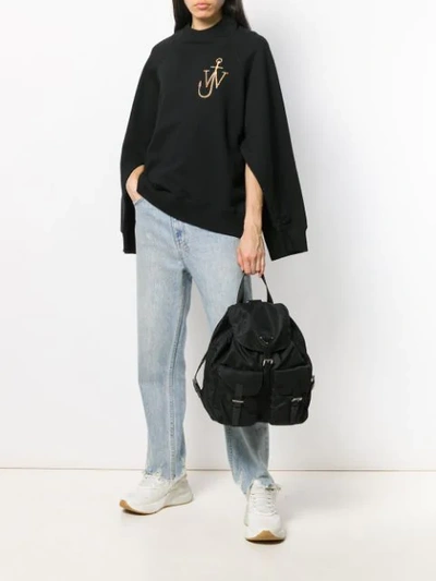 Shop Jw Anderson Logo Embroidered Sweatshirt In Black