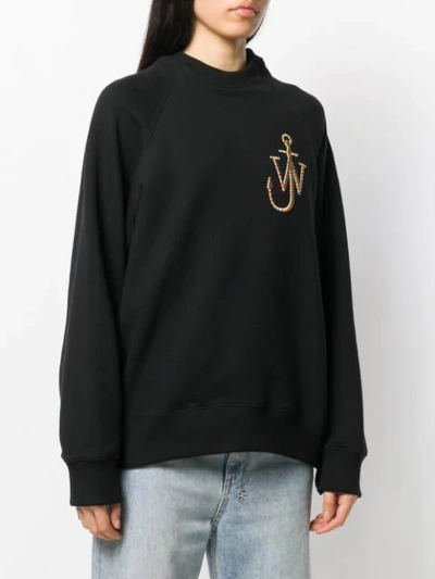 Shop Jw Anderson Logo Embroidered Sweatshirt In Black