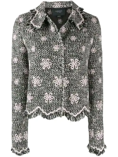 Shop Giambattista Valli Tweed Embroidered Jacket In Black