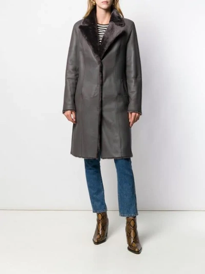 Shop Arma Reversible Sheepskin Coat In Grey