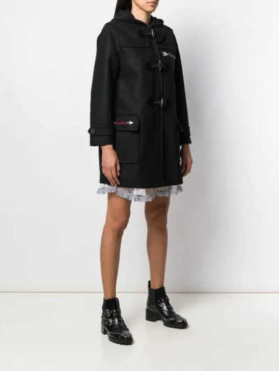 Shop Red Valentino Redvalentino Embroidered Duffle Coat In Black