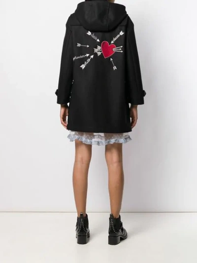 Shop Red Valentino Redvalentino Embroidered Duffle Coat In Black