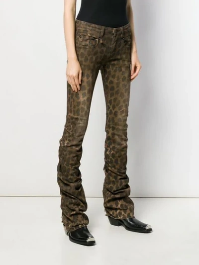 Shop R13 Leopard Print Gathered Skinny Trousers In Brown