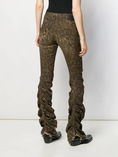 Shop R13 Leopard Print Gathered Skinny Trousers In Brown