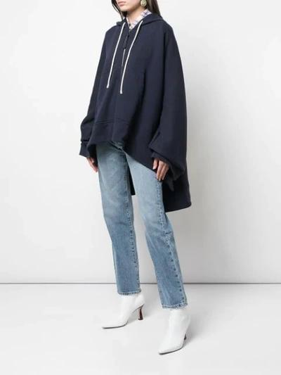 LOEWE OVERSIZED ZIP-UP HOODIE - 蓝色