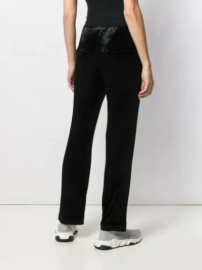 Shop Balmain Straight-leg Velour Track Pants In Black