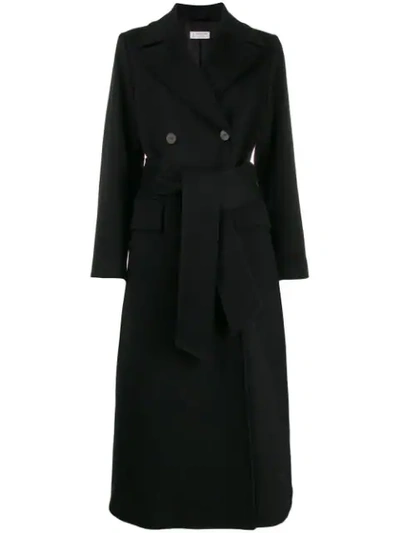 Shop Alberto Biani Belted Double-breasted Coat In Black