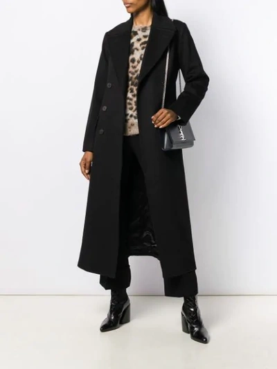 Shop Alberto Biani Belted Double-breasted Coat In Black