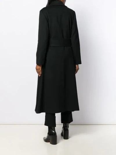 Shop Alberto Biani Belted Double-breasted Coat In Black