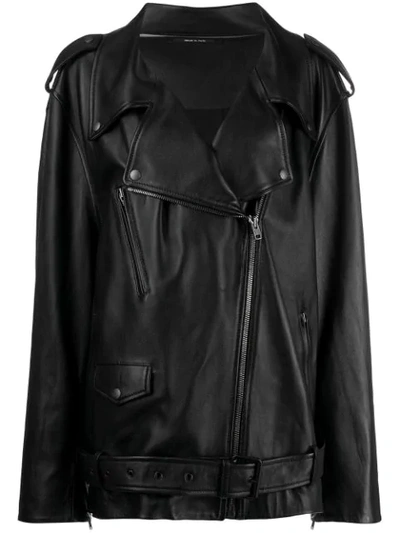 Shop Maison Margiela Maxi Biker Archive Jacket In 900 Black