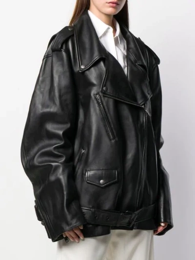 Shop Maison Margiela Maxi Biker Archive Jacket In 900 Black