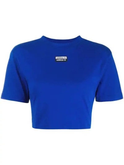 Shop Adidas Originals Collegiate Cropped T-shirt In Blue