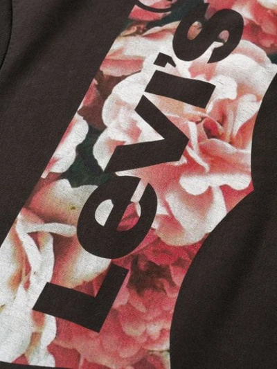 Shop Levi's Floral Logo Print T-shirt In Black