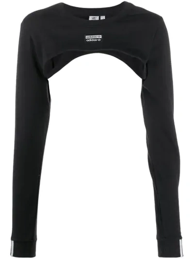 Shop Adidas Originals Cropped Sweatshirt In Black