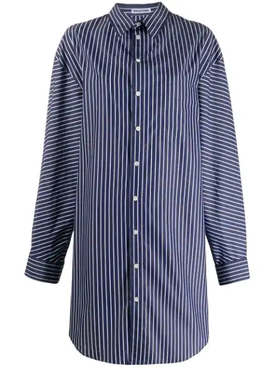 Shop Balenciaga Striped Shirt Dress In Blue
