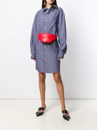 Shop Balenciaga Striped Shirt Dress In Blue