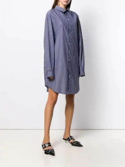 Shop Balenciaga Striped Shirt Dress In Blue