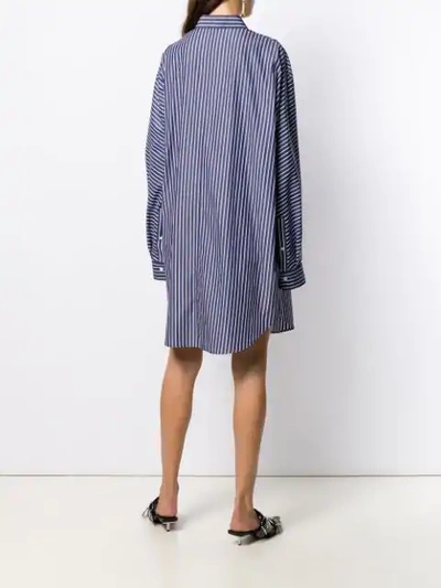 Shop Balenciaga Striped Shirt Dress In Blue