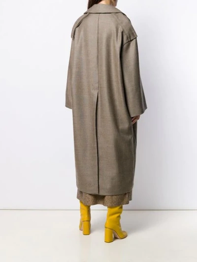 Shop Erika Cavallini Oversized Wool Coat In Brown
