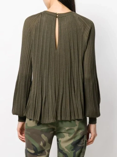 Shop Chloé Pleated Cable Knit Top In Green