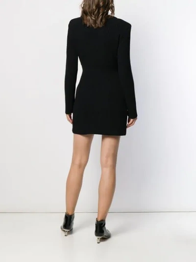 Shop Elisabetta Franchi Ribbed Knit Fitted Dress In 685 Nero/burro