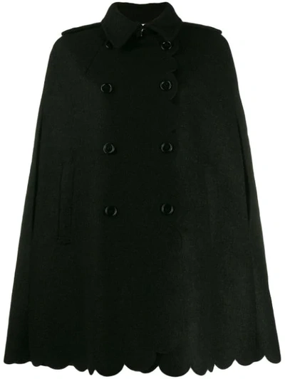 Shop Red Valentino Scalloped Edge Cape In Black