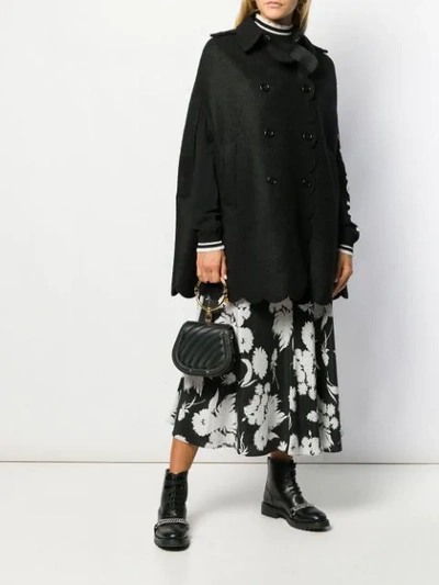 Shop Red Valentino Scalloped Edge Cape In Black