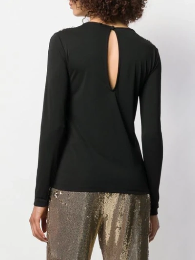 Shop Liu •jo Crystal Embellished Sweater In Black