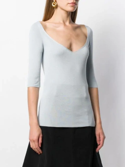 Shop Prada Deep V-neck Sweater In Blue