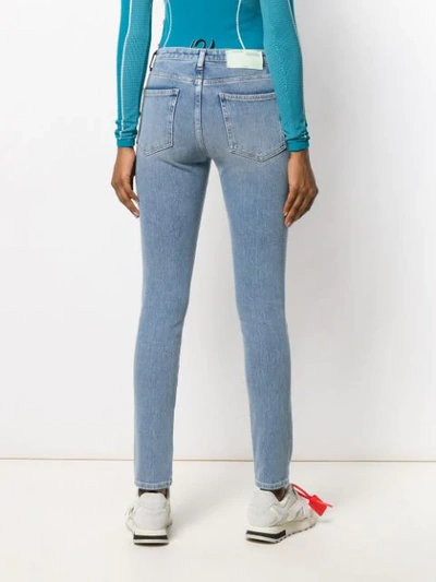 Shop Off-white Scarf Detail Skinny Jeans In Blue