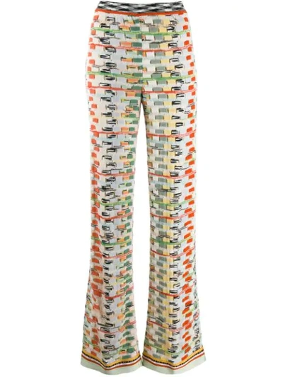 Shop Missoni Patterned Knit Trousers In Neutrals