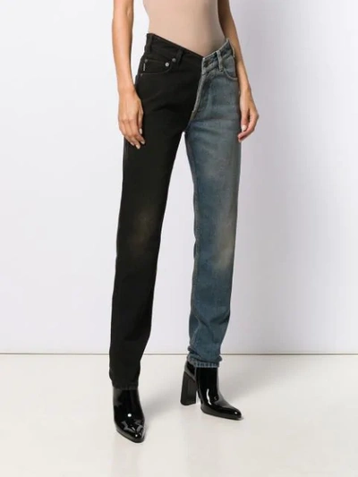 BALENCIAGA TWO-TONE HIGH-RISE DENIM JEANS - 蓝色