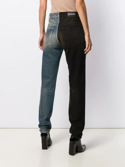 Shop Balenciaga Two-tone High-rise Denim Jeans In Blue