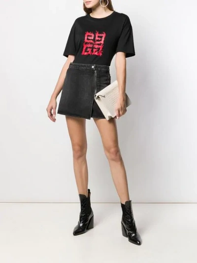 Shop Givenchy Denim Wrap Mini Skirt - Black