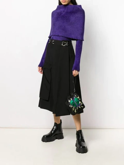 Shop Prada Fluid Cargo Skirt In Black