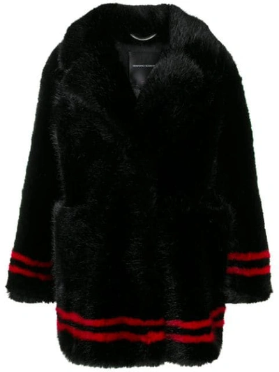 Shop Ermanno Scervino Faux Fur Peacoat In Black
