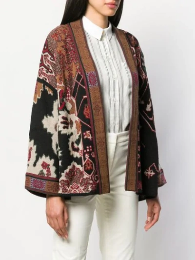 Shop Etro Embroidered Draped Cardigan In Black