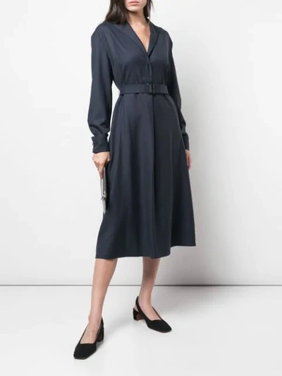 Shop The Row Belted Waist Dress In Blue