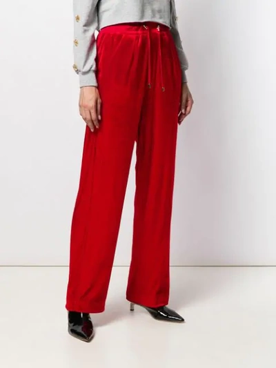 Shop Balmain Straight-leg Velour Track Pants In Red